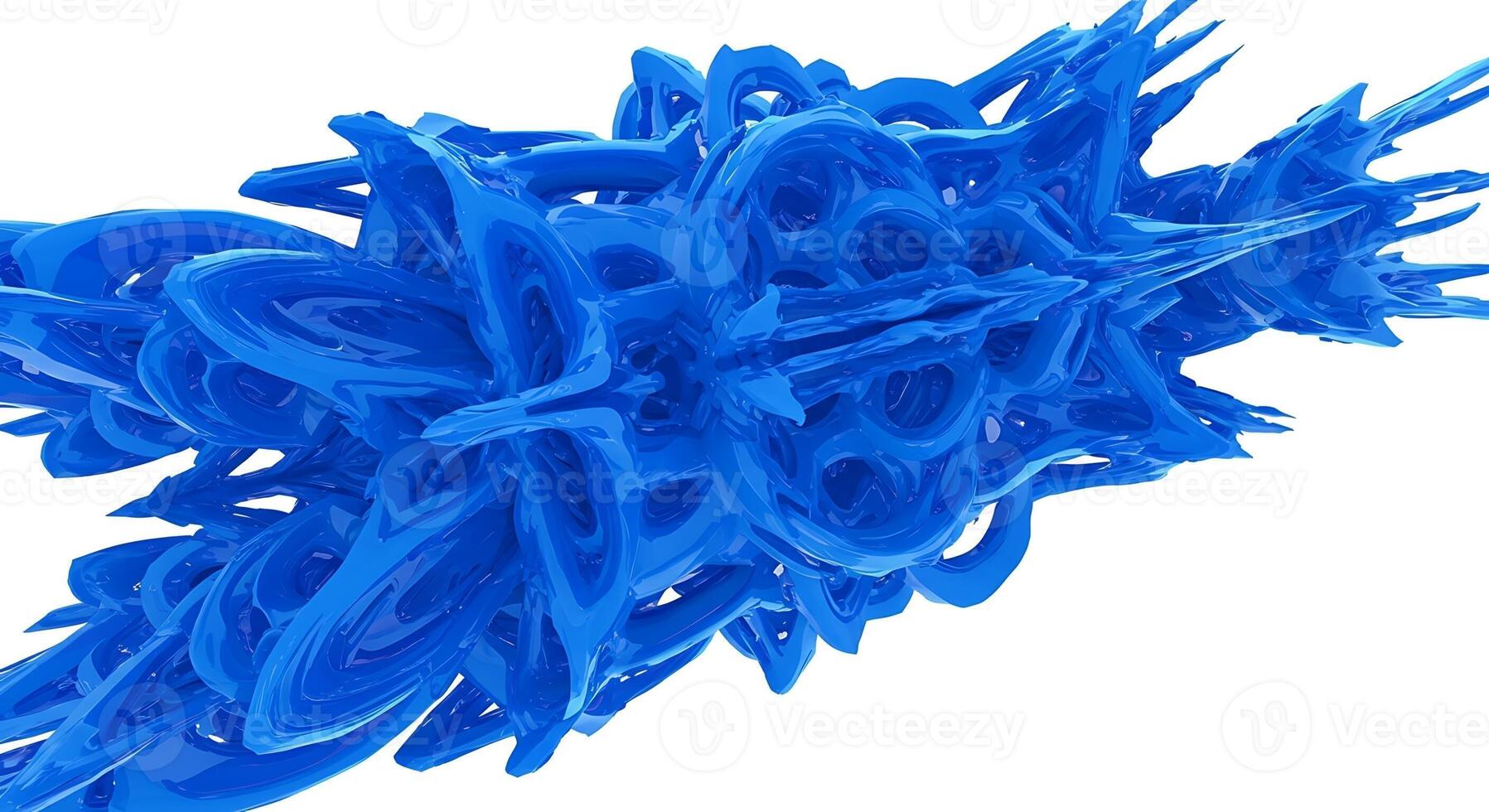 A blue abstract sculpture with many different shapes photo