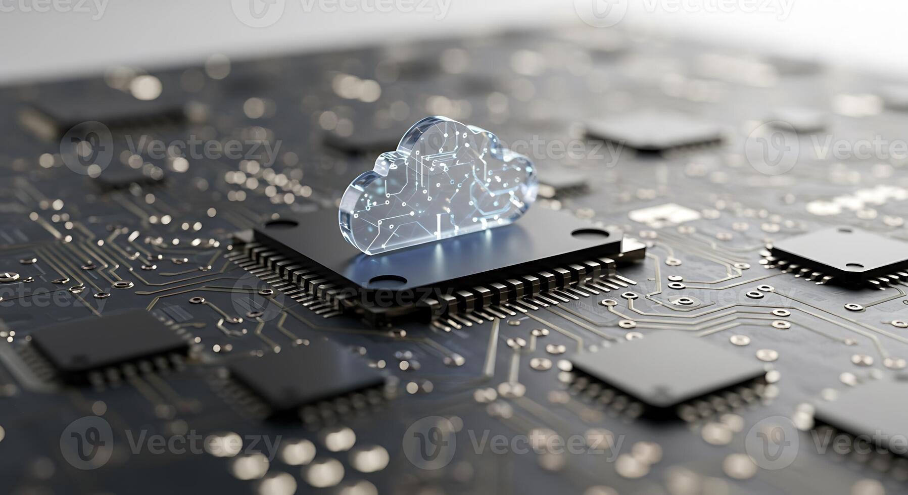 Cloud Icon on Circuit Board Illustrating Data Storage photo