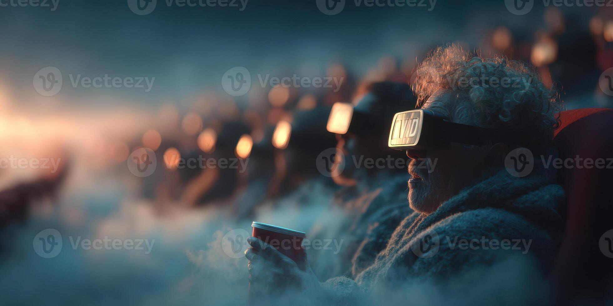 Virtual reality experience engages audience in an immersive setting during a late evening entertainment event photo