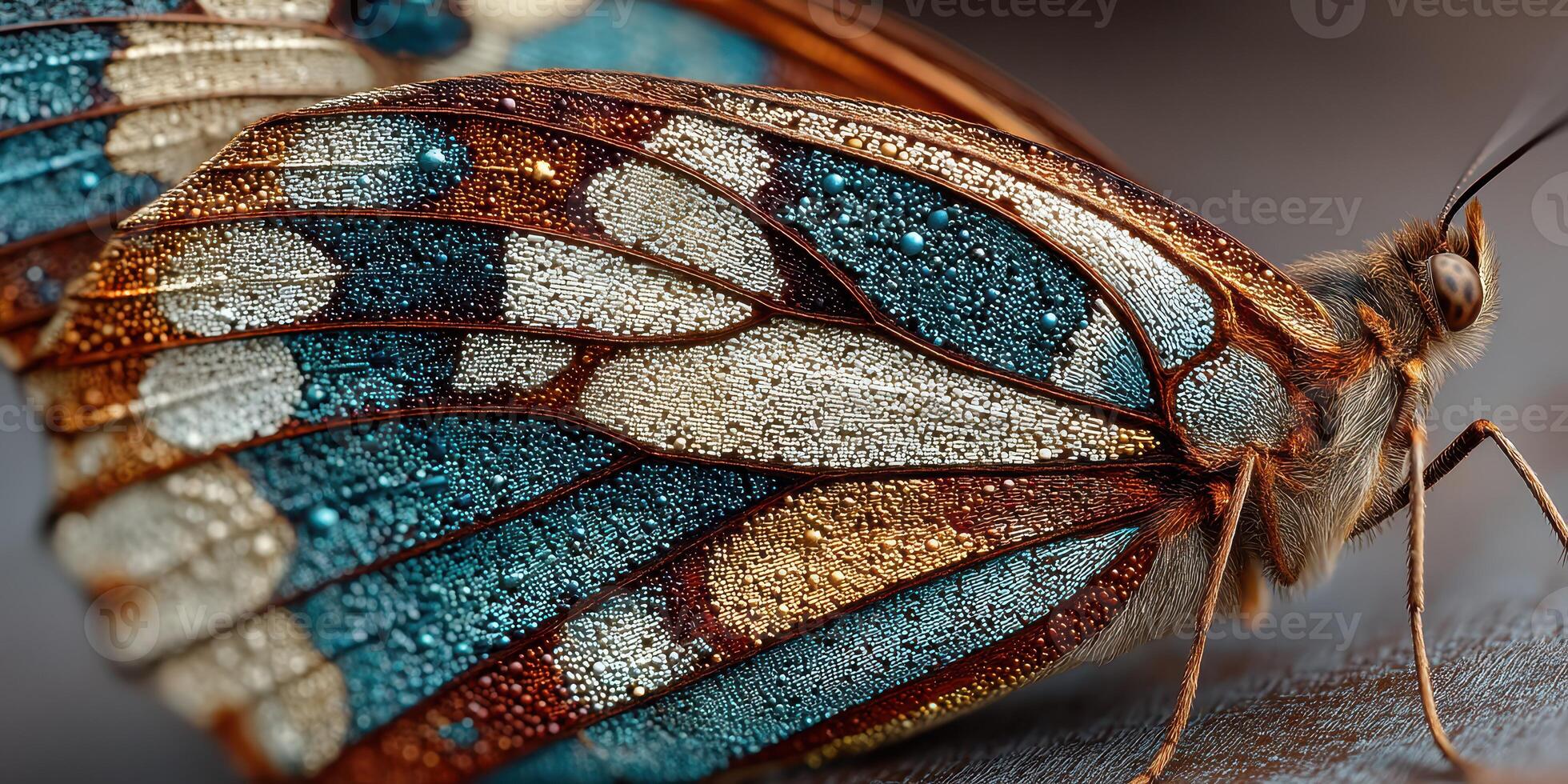 Colorful butterfly displaying intricate patterns in a close-up view during daylight hours photo