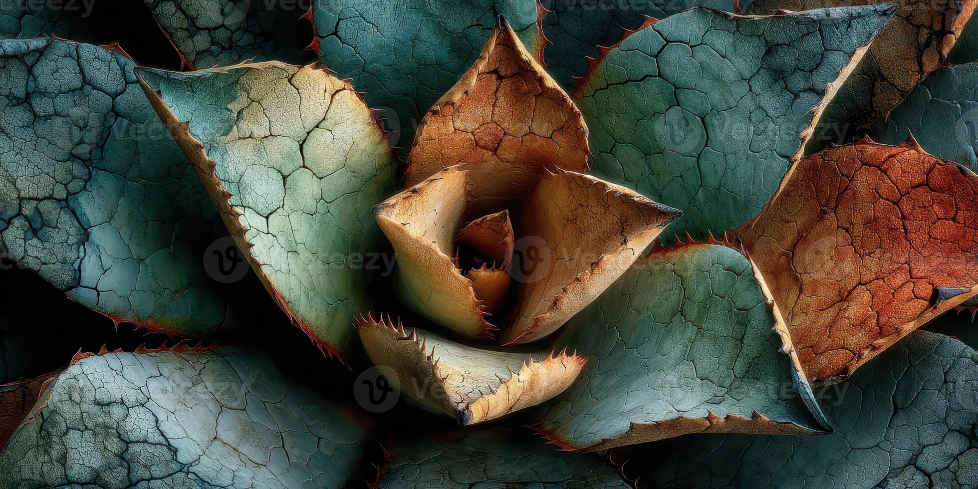 Unique close-up view of a succulent plant showcasing vibrant colors and textured leaves during daylight hours photo