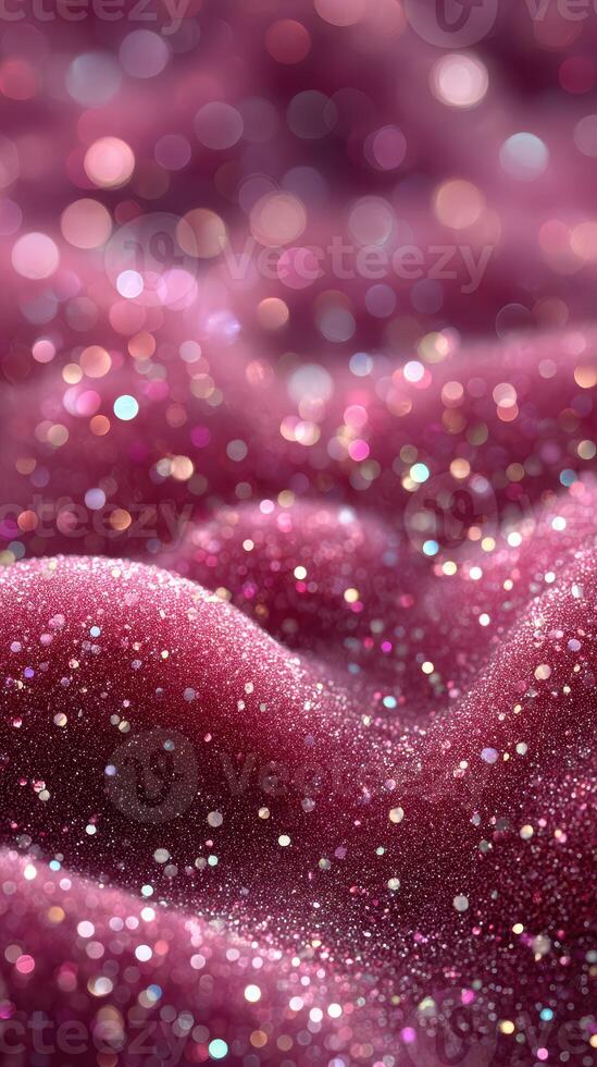 Vibrant and shimmering pink glitter surface sparkles under soft light in an artistic close-up composition photo