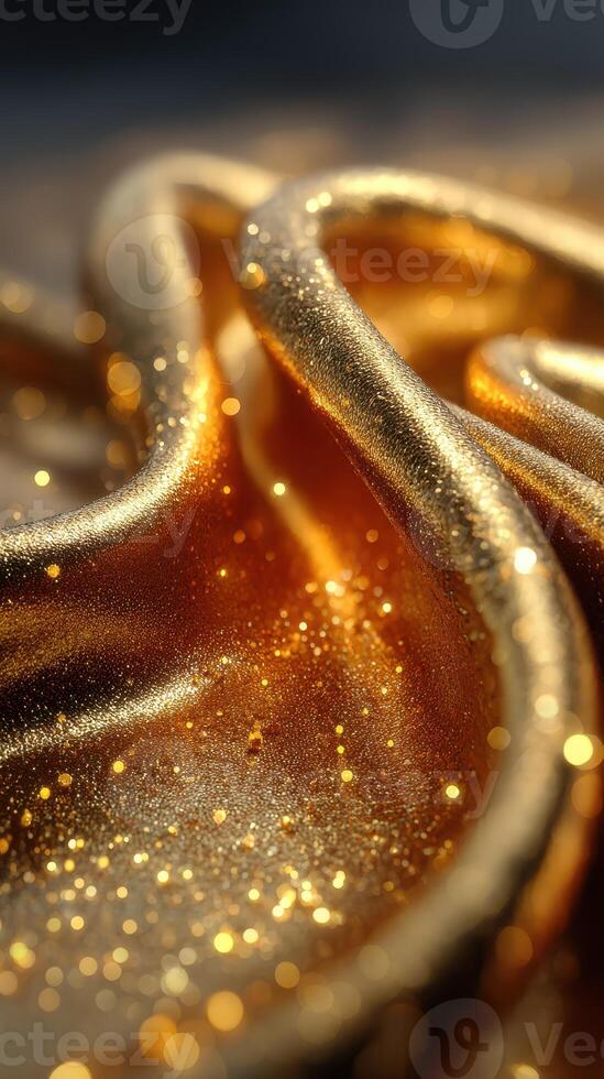 Textured golden fabric with glitter intertwined for a luxurious appearance in a soft light setting photo