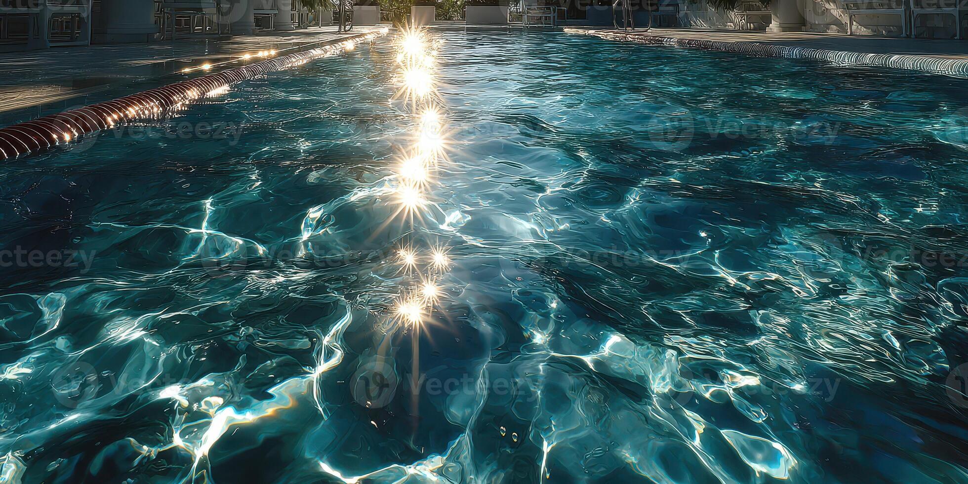 Sparkling water reflections in a tranquil pool during a sunny afternoon photo