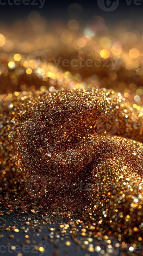 Sparkling golden glitter creates a mesmerizing texture that captivates in artistic displays and craft projects photo