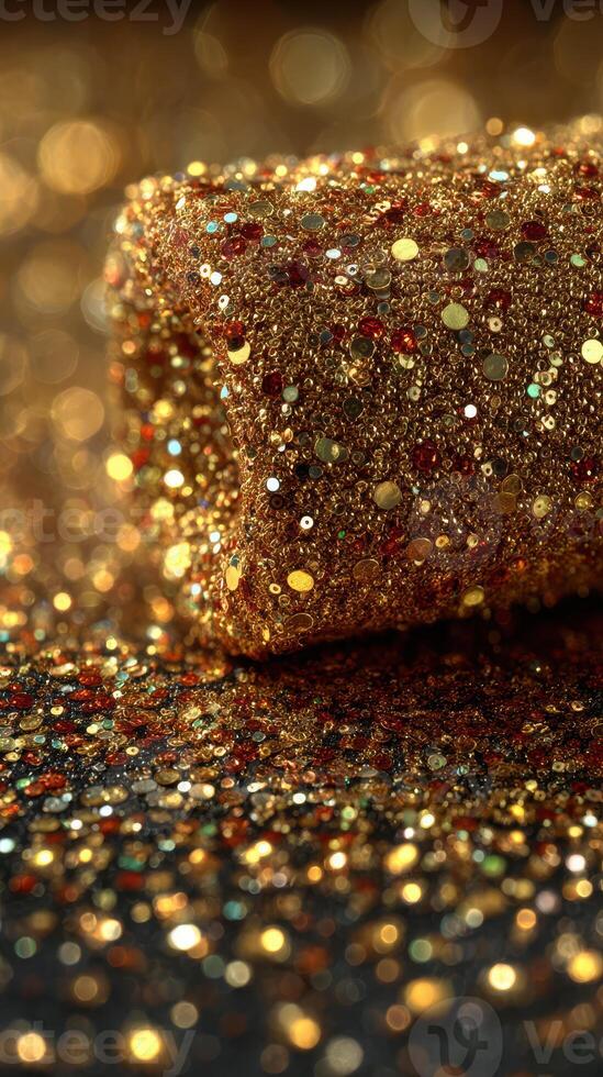 Sparkling golden glitter creates a festive atmosphere for parties and decorations during the holiday season photo