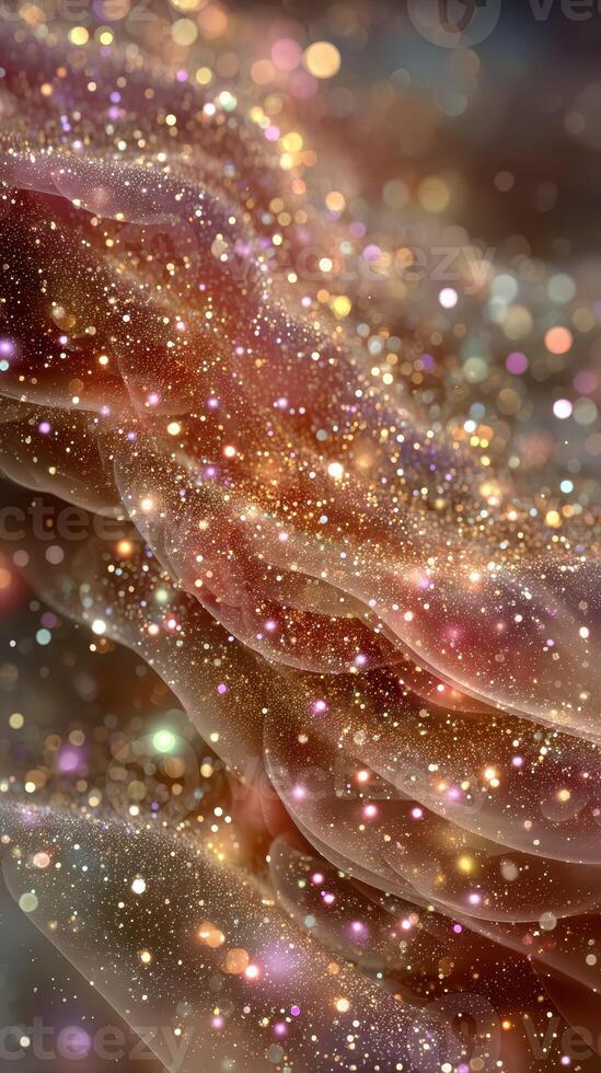 Cosmic dust patterns create a mesmerizing abstract design in soft tones of gold and silver photo