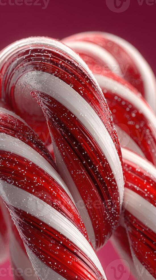Colorful twisted candy canes with shiny surface and festive appearance for winter celebrations photo