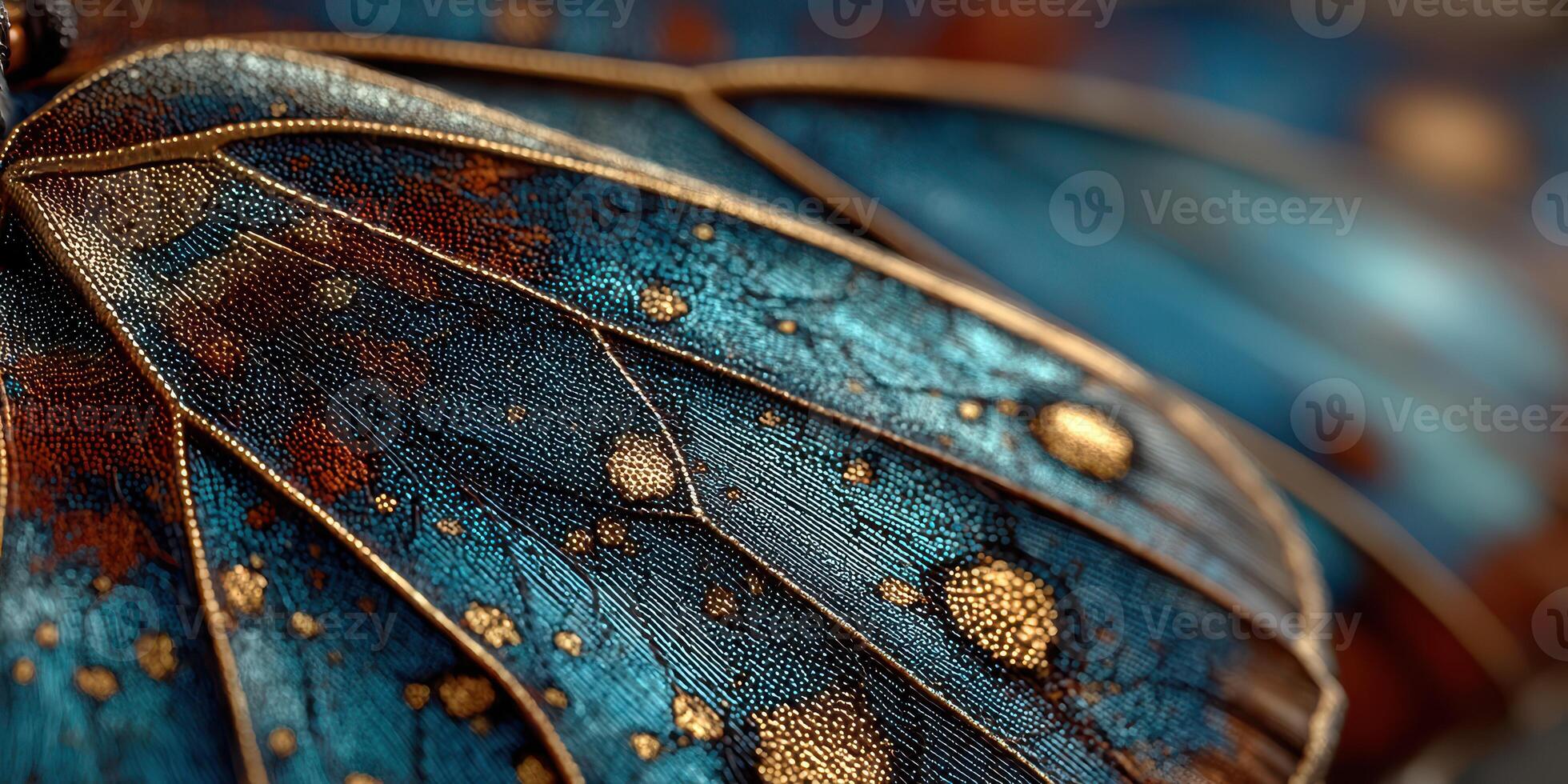 Close-up view of a vibrant butterfly wing showcasing intricate patterns and colors found in nature photo