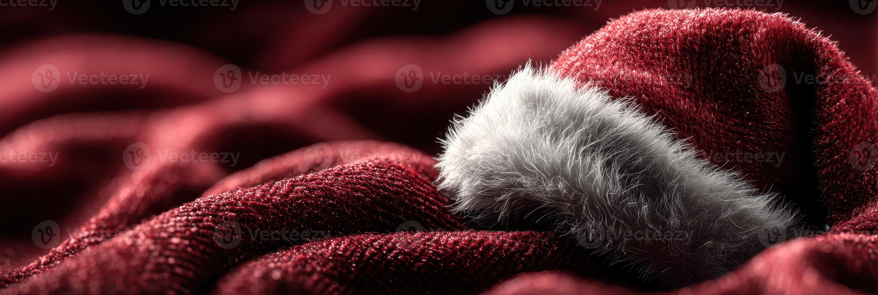 Cozy red fabric with a soft white fur trim evokes warm holiday feelings during winter celebrations photo