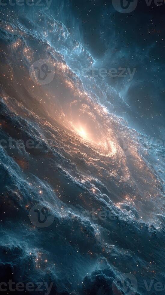 Swirling galaxy emits radiant light in a cosmic display of beauty and wonder photo