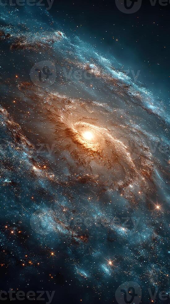 Vibrant spiral galaxy illuminated by stars captured in deep space during a cosmic observation photo