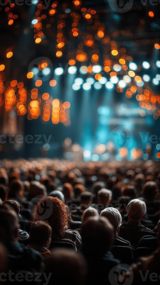 Crowd enjoying a live music concert with bright lights and vibrant atmosphere in an indoor venue photo