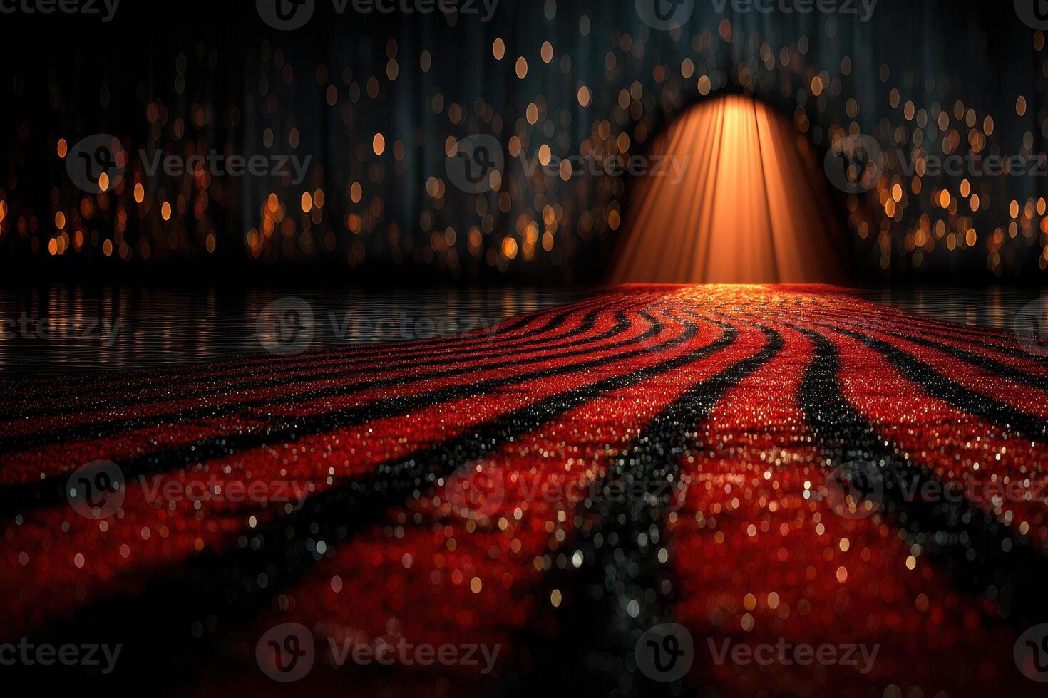 Vibrant pathways illuminated by soft light in a surreal, artistic landscape at night photo