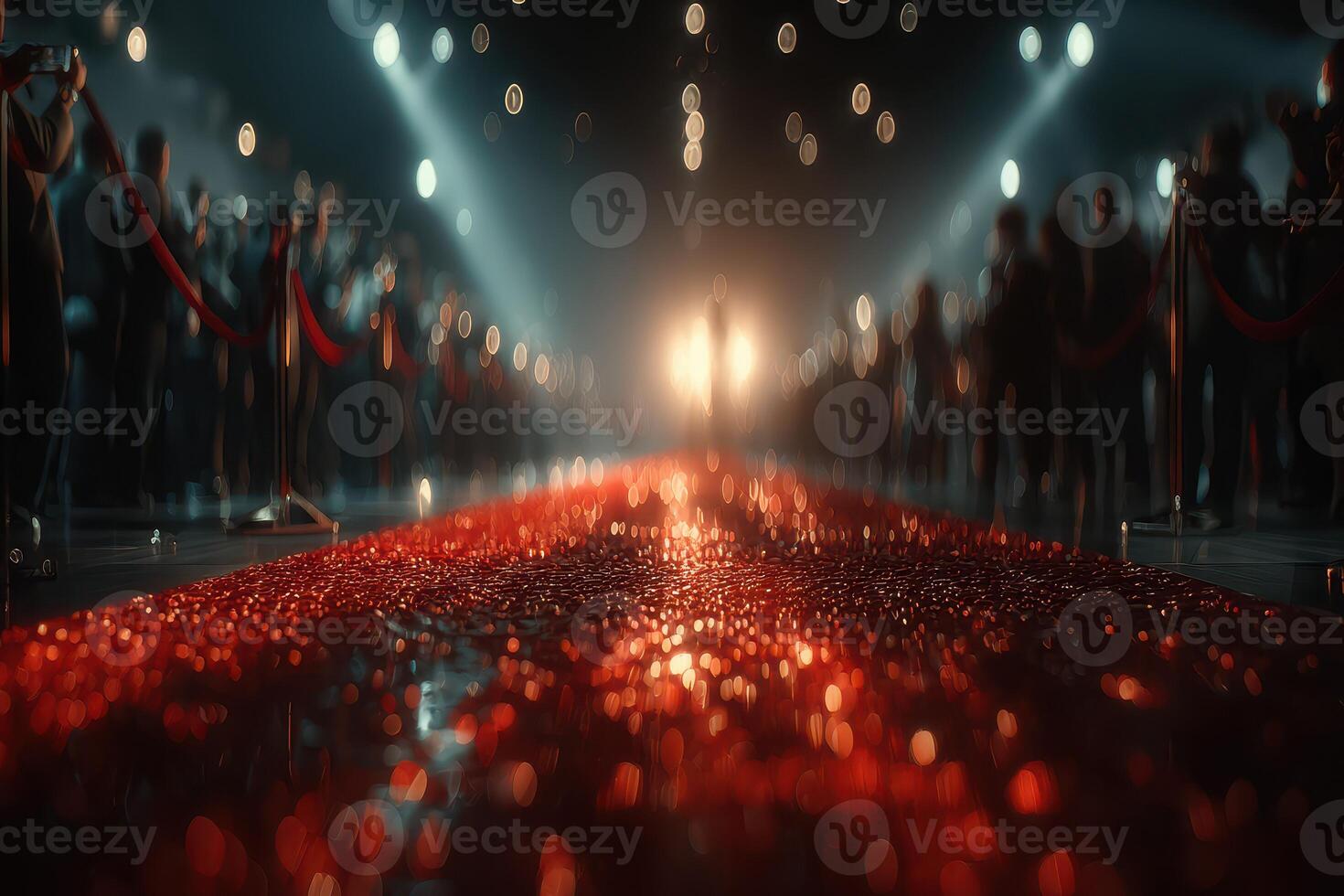 Elegantly lit red carpet event featuring guests awaiting a special arrival in an upscale venue photo