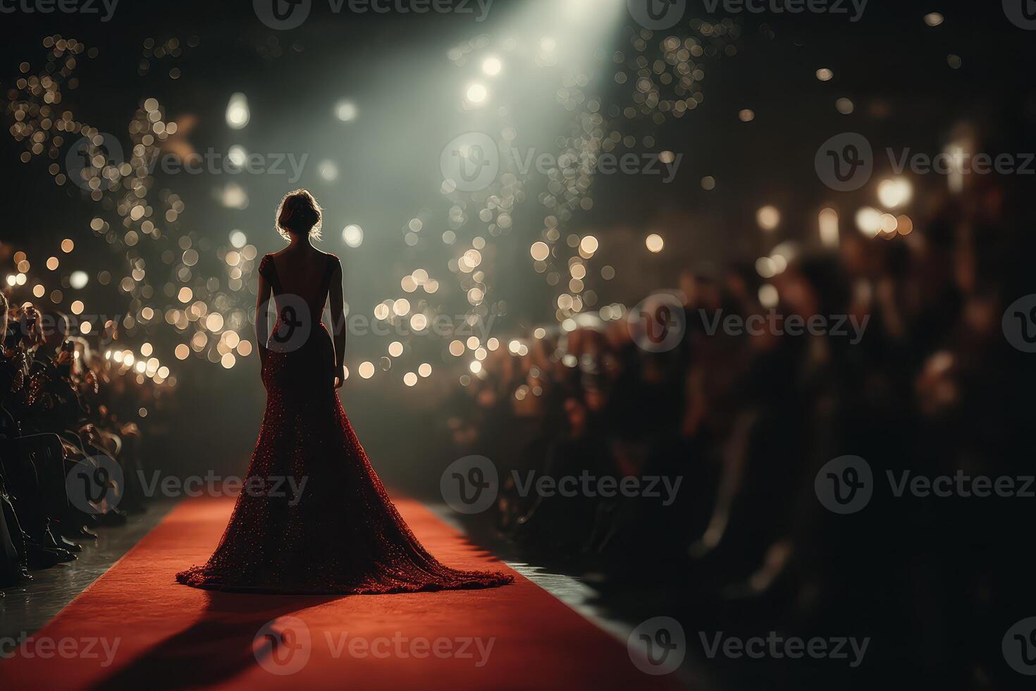 Elegance shines on the red carpet during a glamorous fashion event in the evening light photo