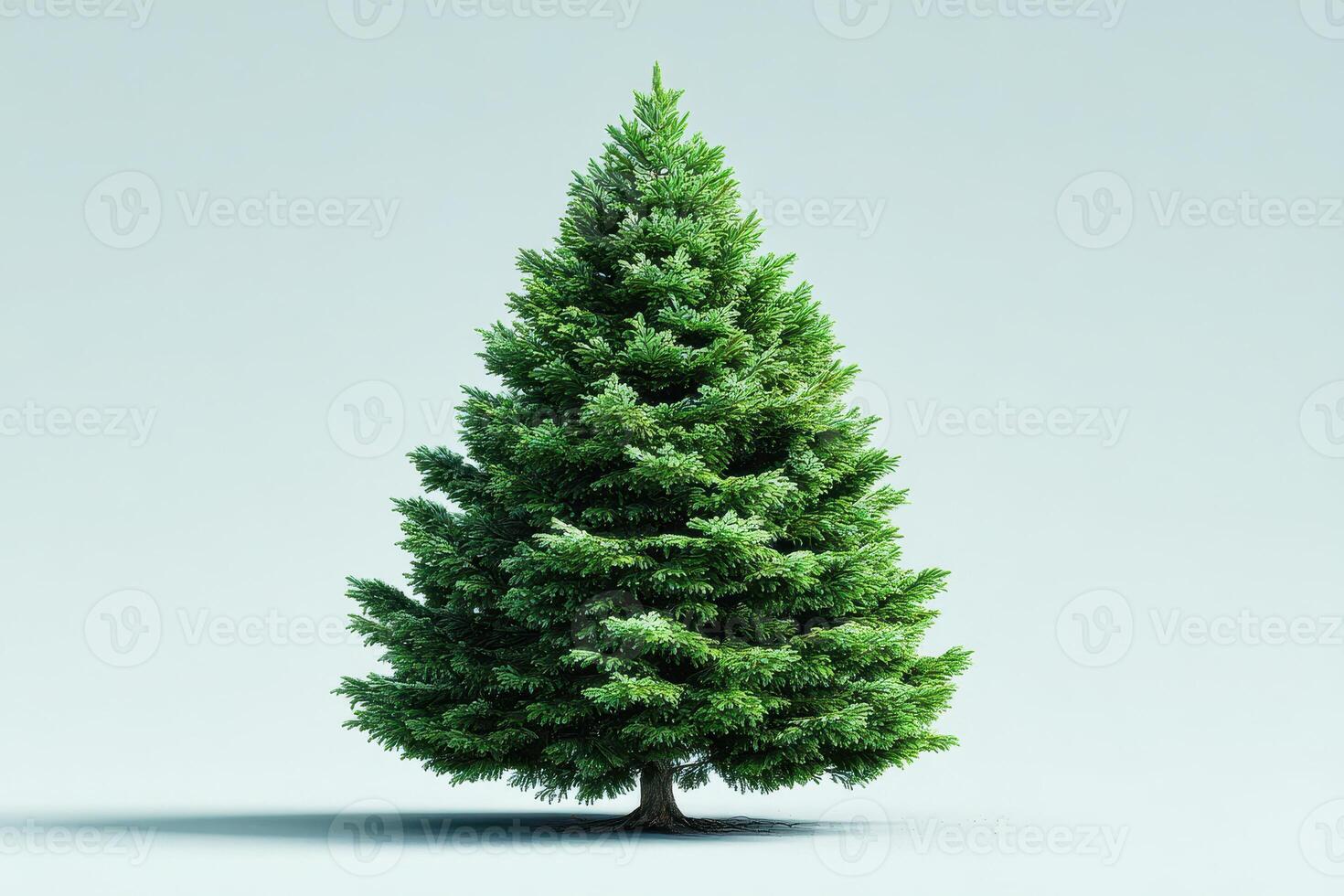Evergreen fir tree showcasing vibrant green foliage against a simple background in natural lighting for a serene atmosphere photo