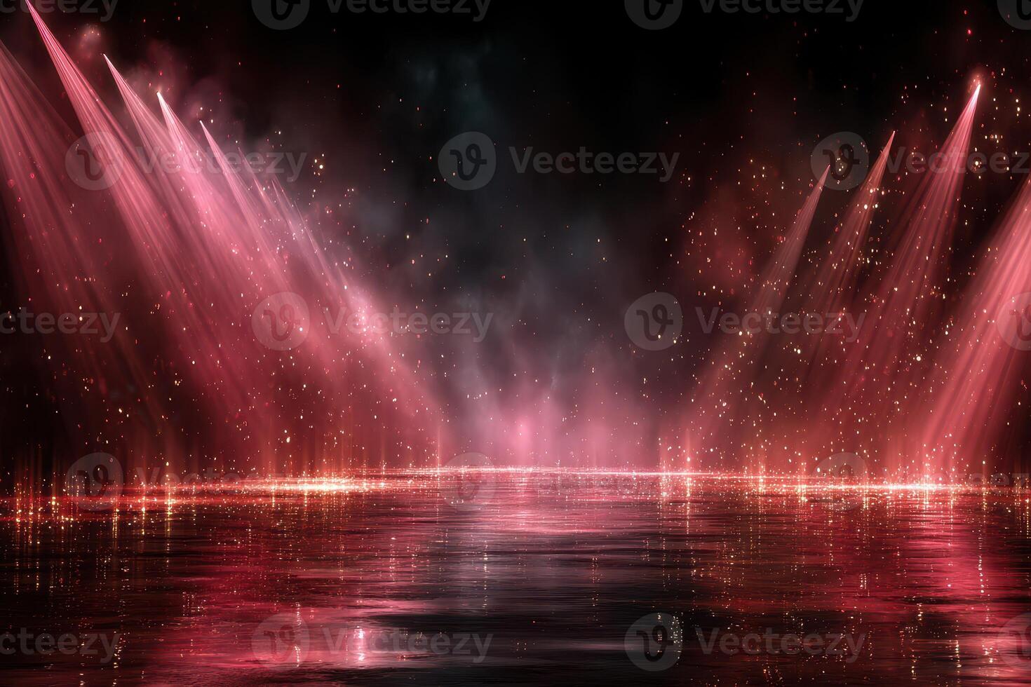 Vibrant light display reflecting on water at night creating a captivating atmosphere photo