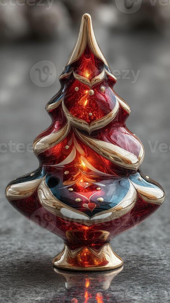 Beautifully crafted glass Christmas tree ornament glowing in soft light during the festive season photo