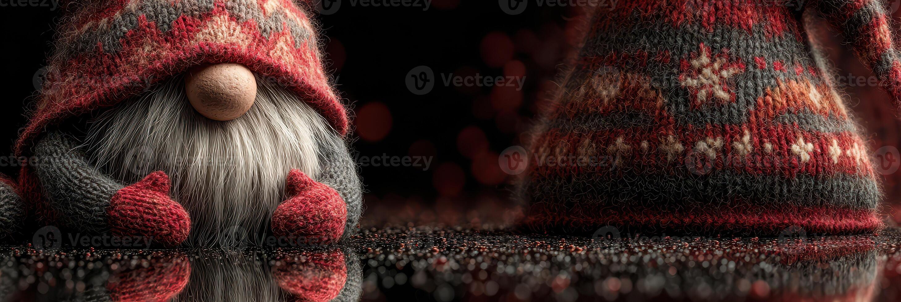 Cozy gnomes with knitted hats and mittens create a warm atmosphere during the festive season photo