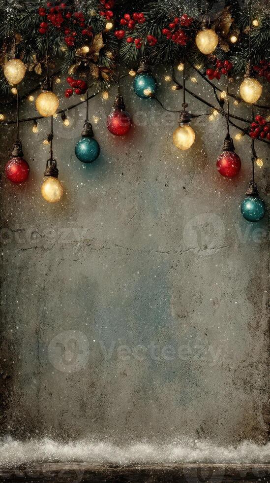 Colorful holiday decorations with lights and ornaments create a festive atmosphere in a cozy setting photo