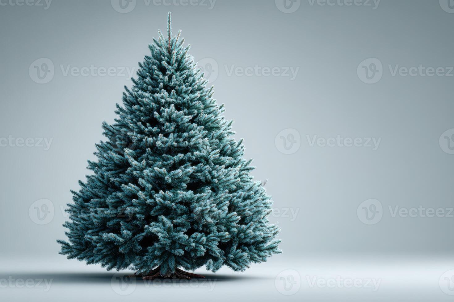 Realistic artificial Christmas tree decorated in a minimalistic style placed against a plain background photo