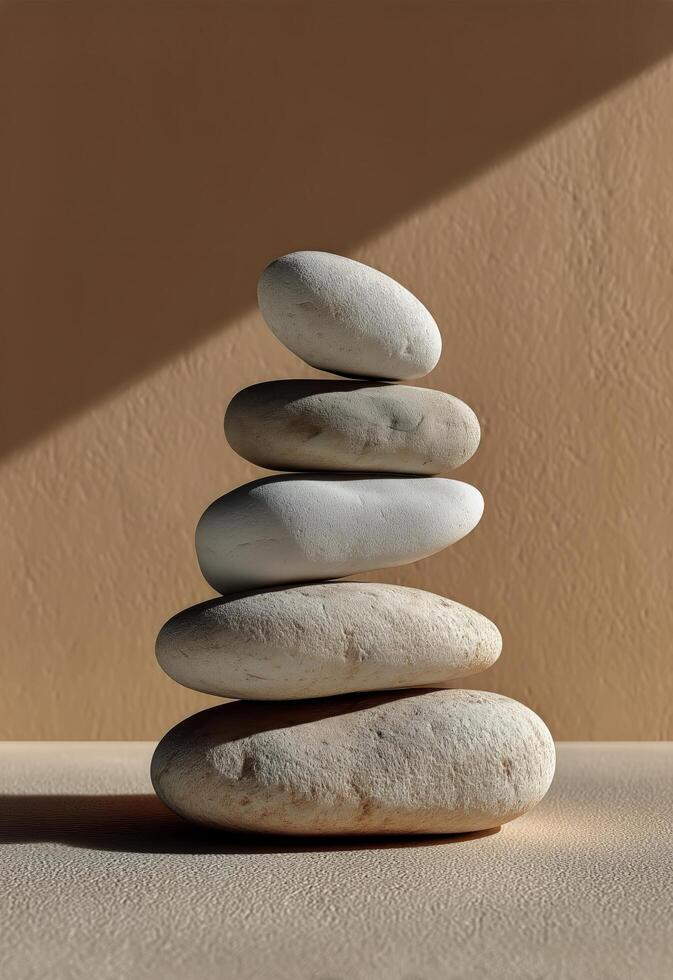 A stack of stones on a table photo