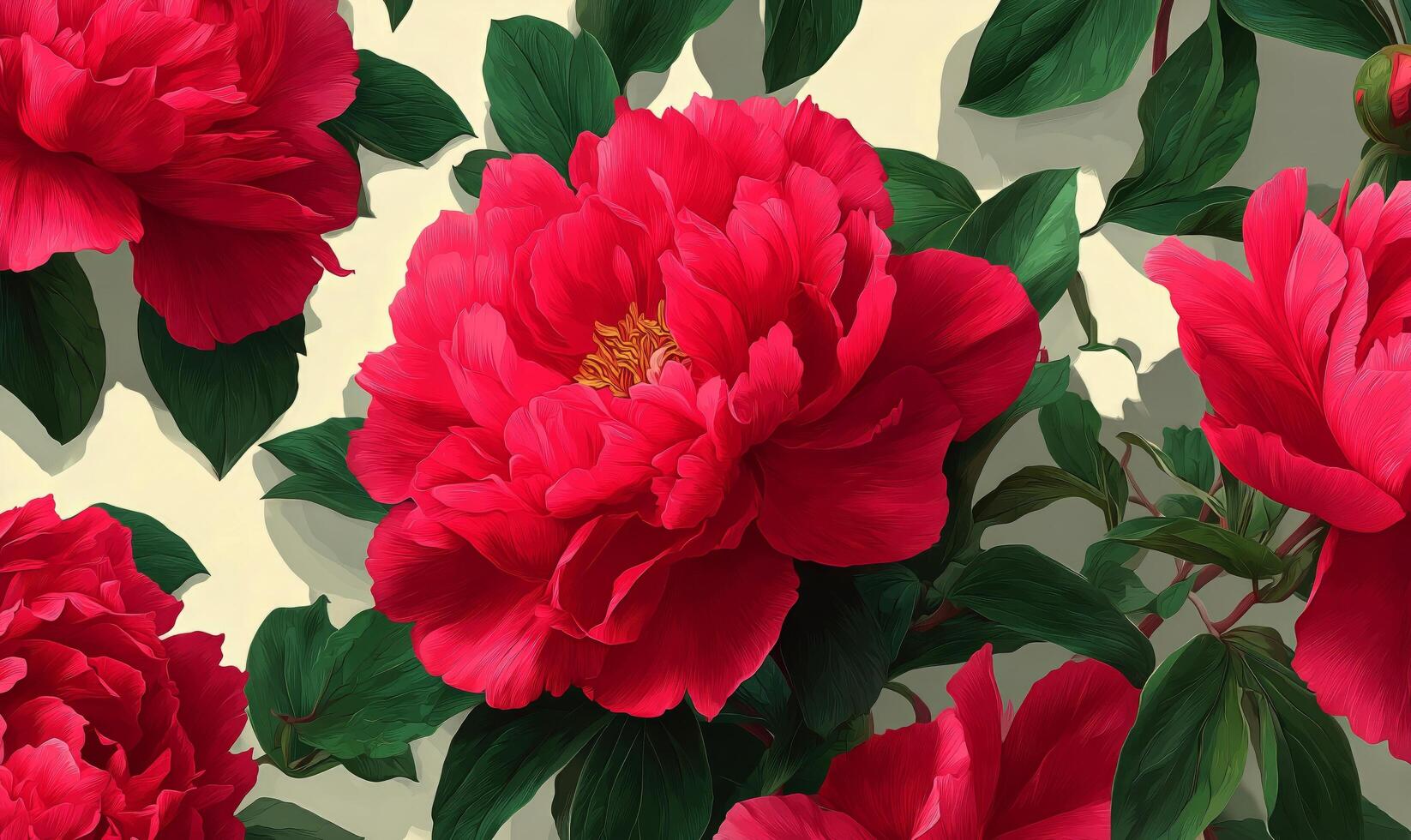 A beautiful pattern of red flowers on a white background photo