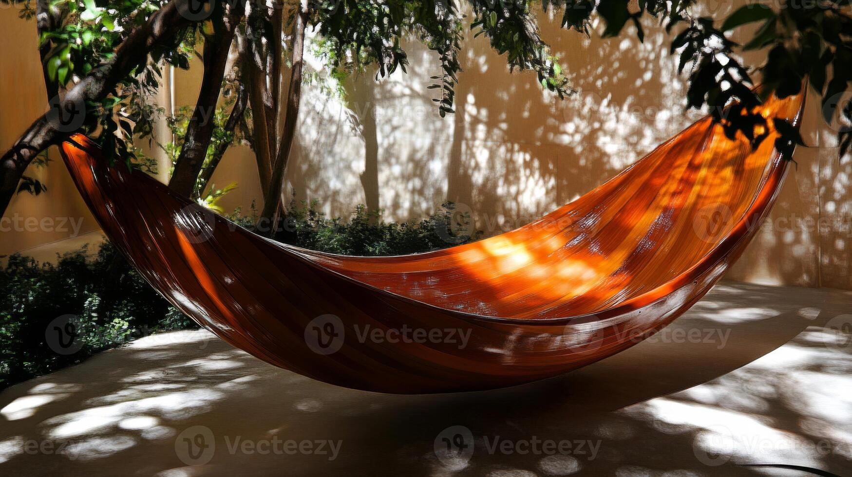 Orange Hammock in a Sunlit Garden photo
