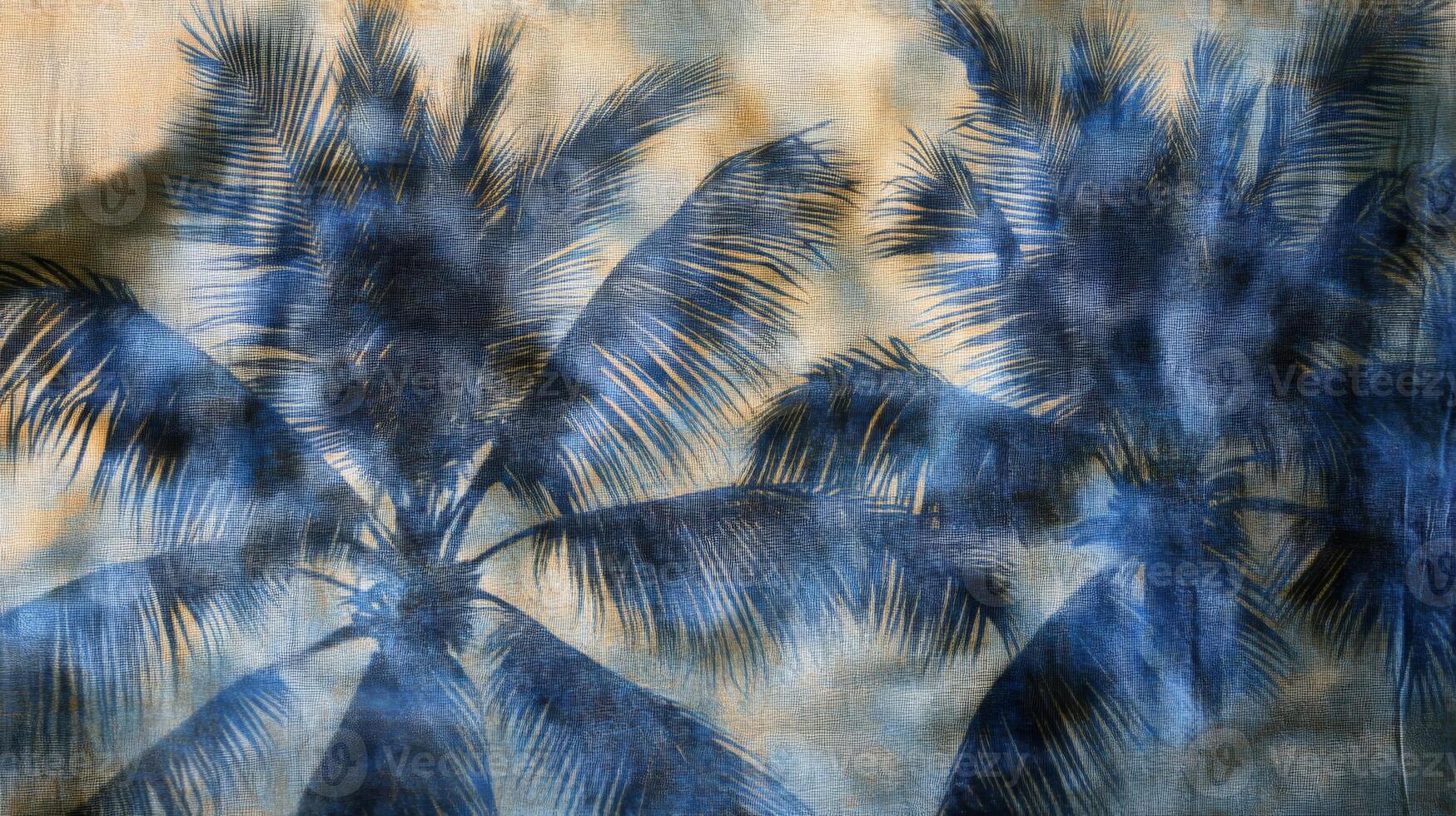 Abstract Blue Palm Tree Texture Art photo