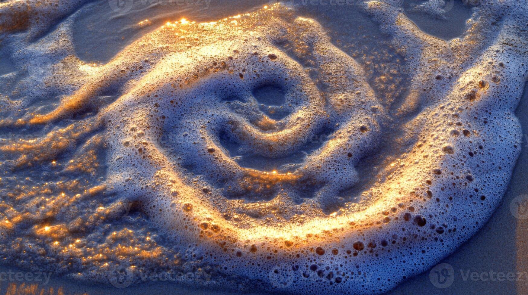 Golden Hour Ocean Foam Spiral Pattern Texture photo