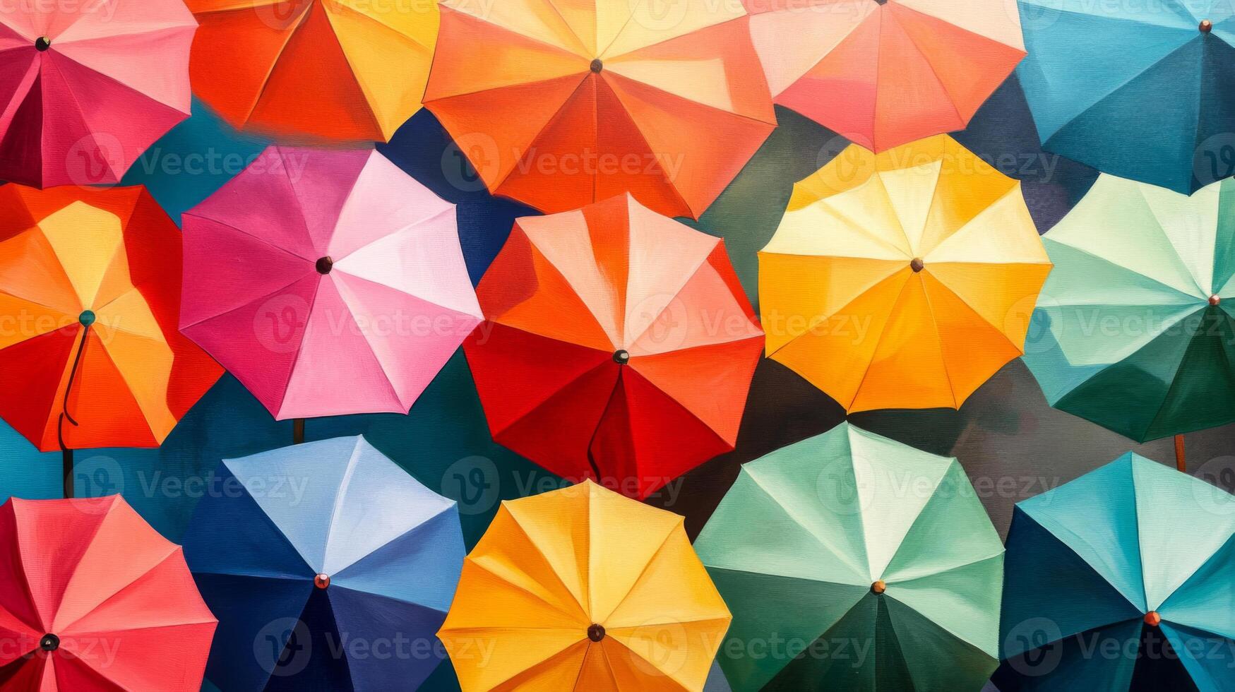Colorful Umbrellas Overhead View photo