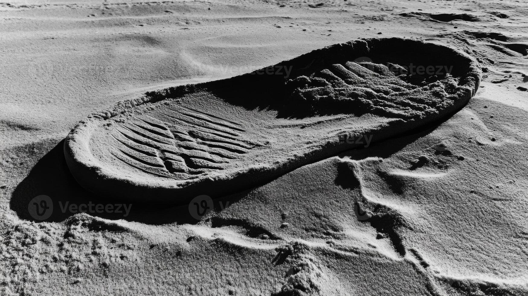 Footprint in Sand Black and White Beach Texture photo