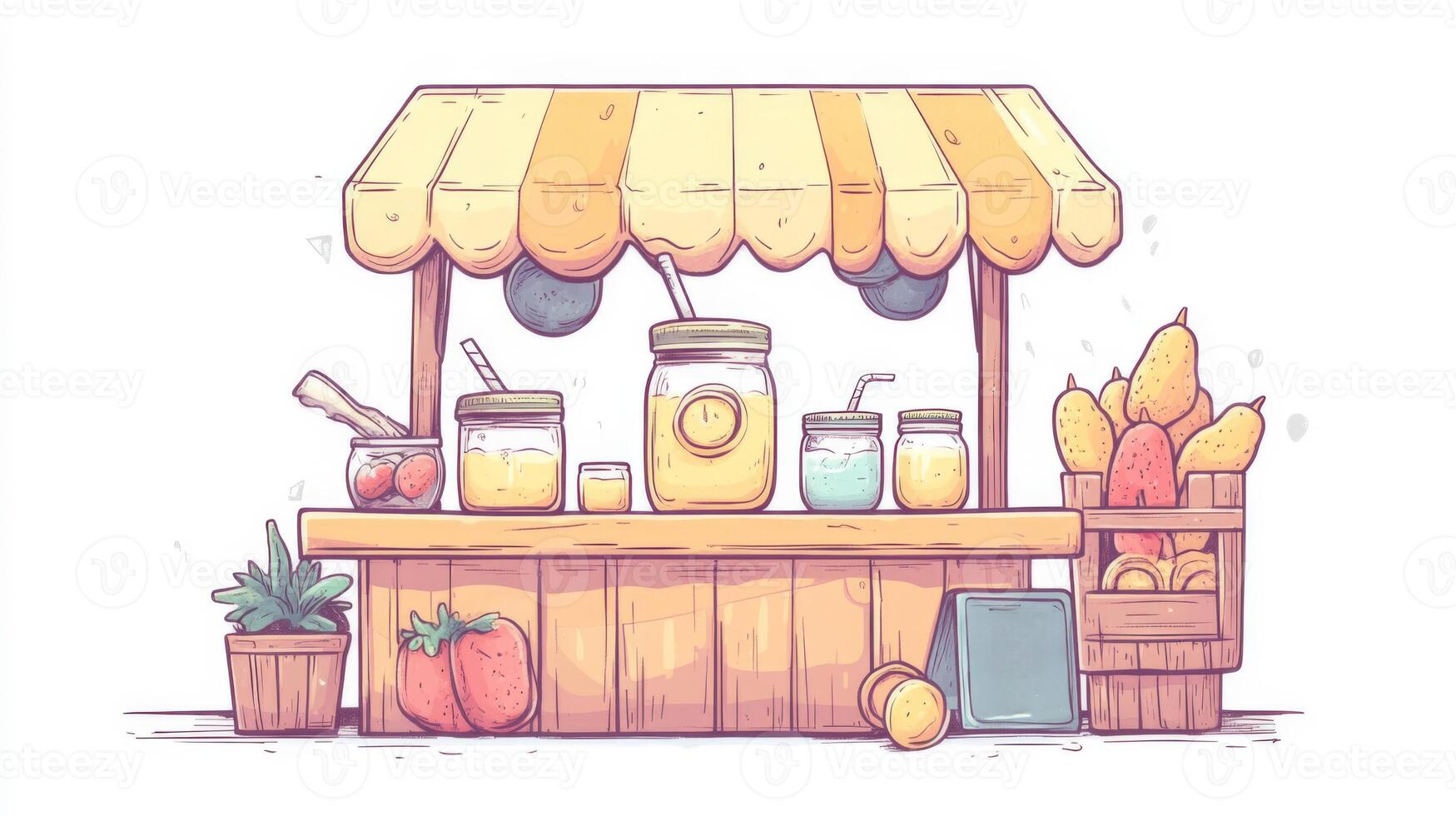 Pixel Art Lemonade Stand with Fresh Fruit photo