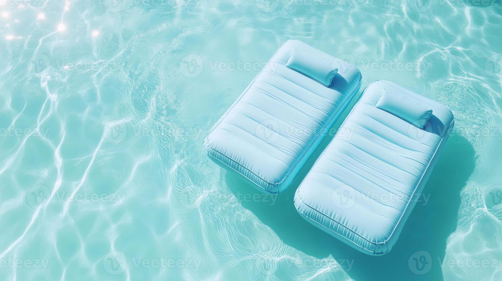 Two Light Blue Inflatable Pool Floats on Aqua Water photo