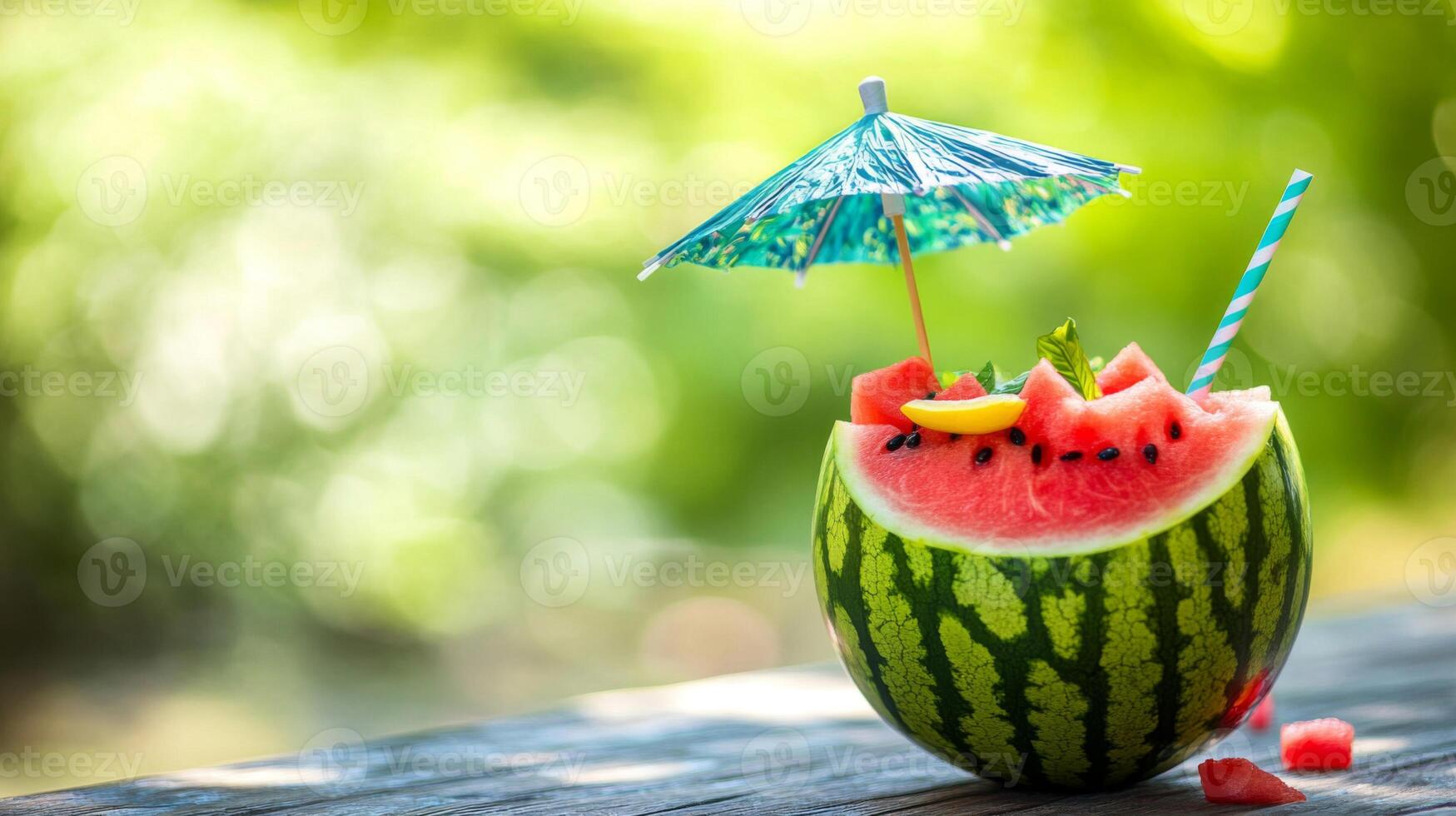 Refreshing Watermelon Summer Cocktail with Mint and Lemon photo