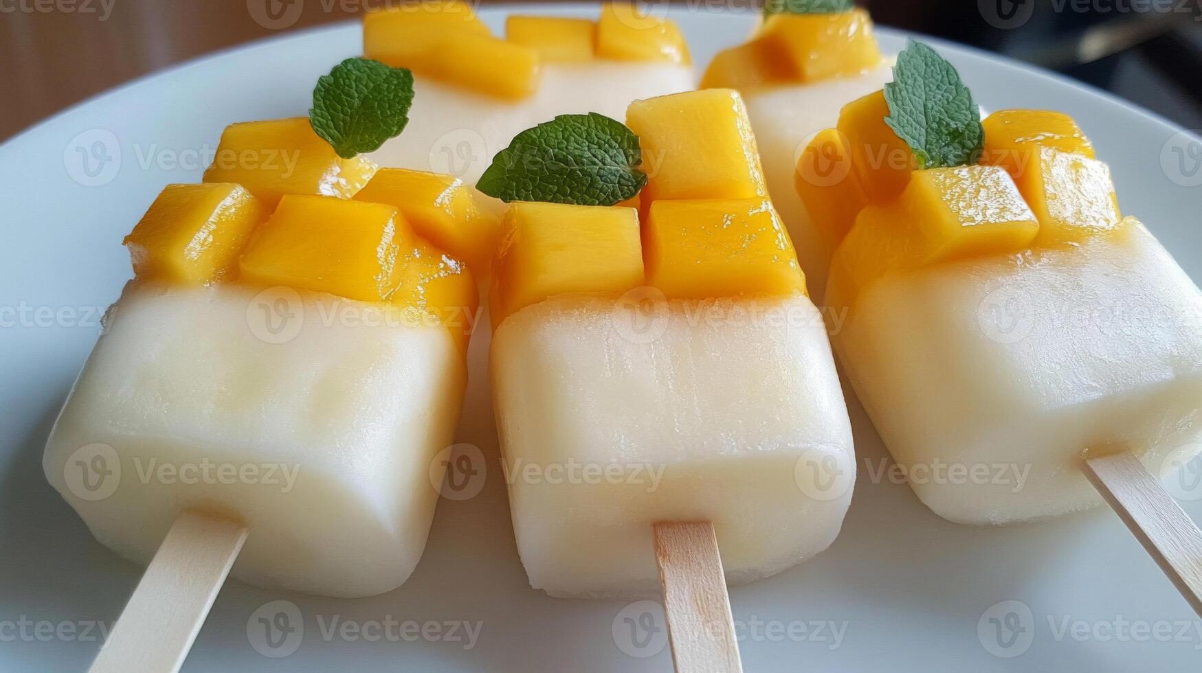 Refreshing Mango Popsicles with Mint Garnish photo