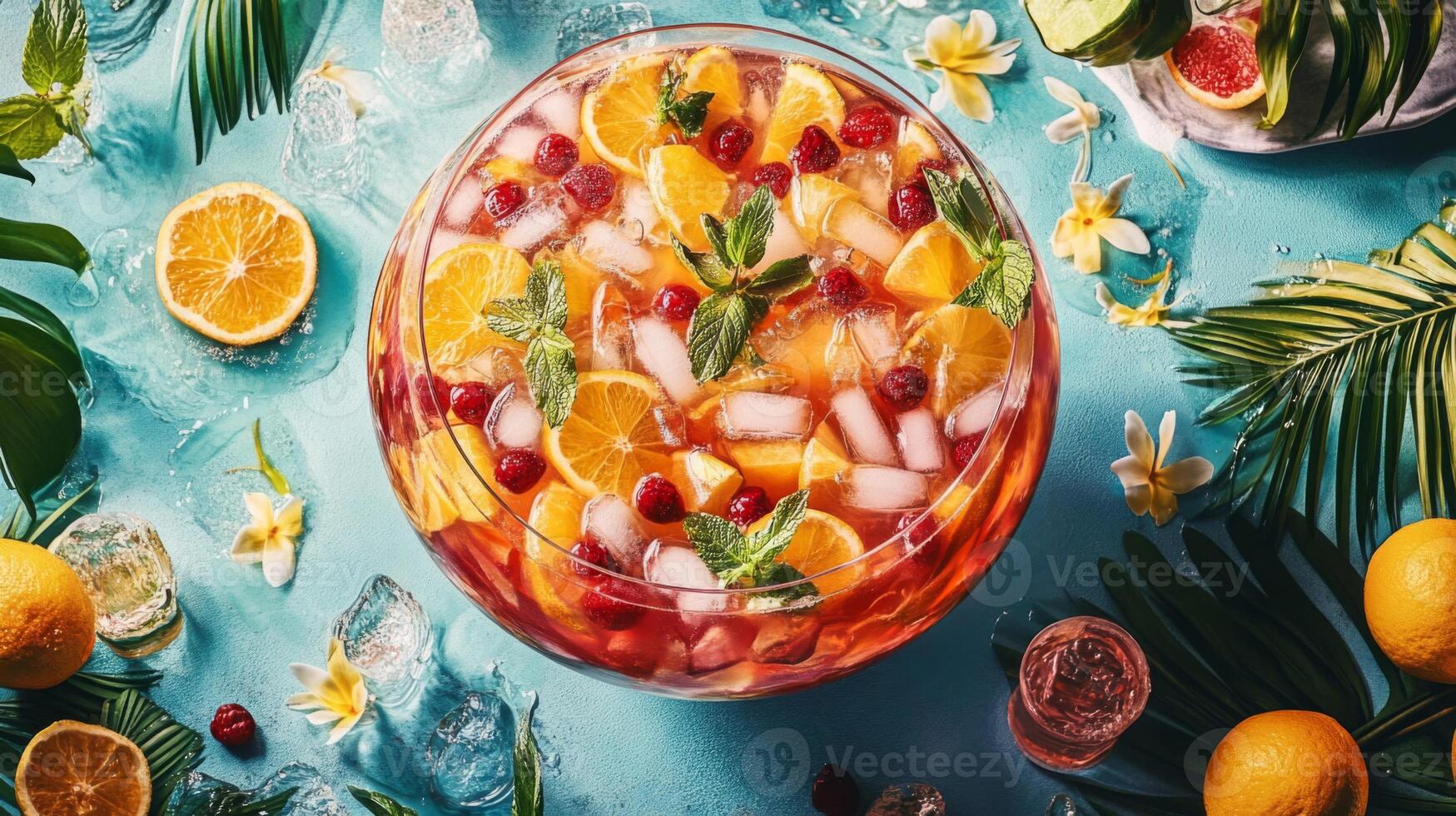 Refreshing Cranberry Orange Punch with Mint and Ice photo