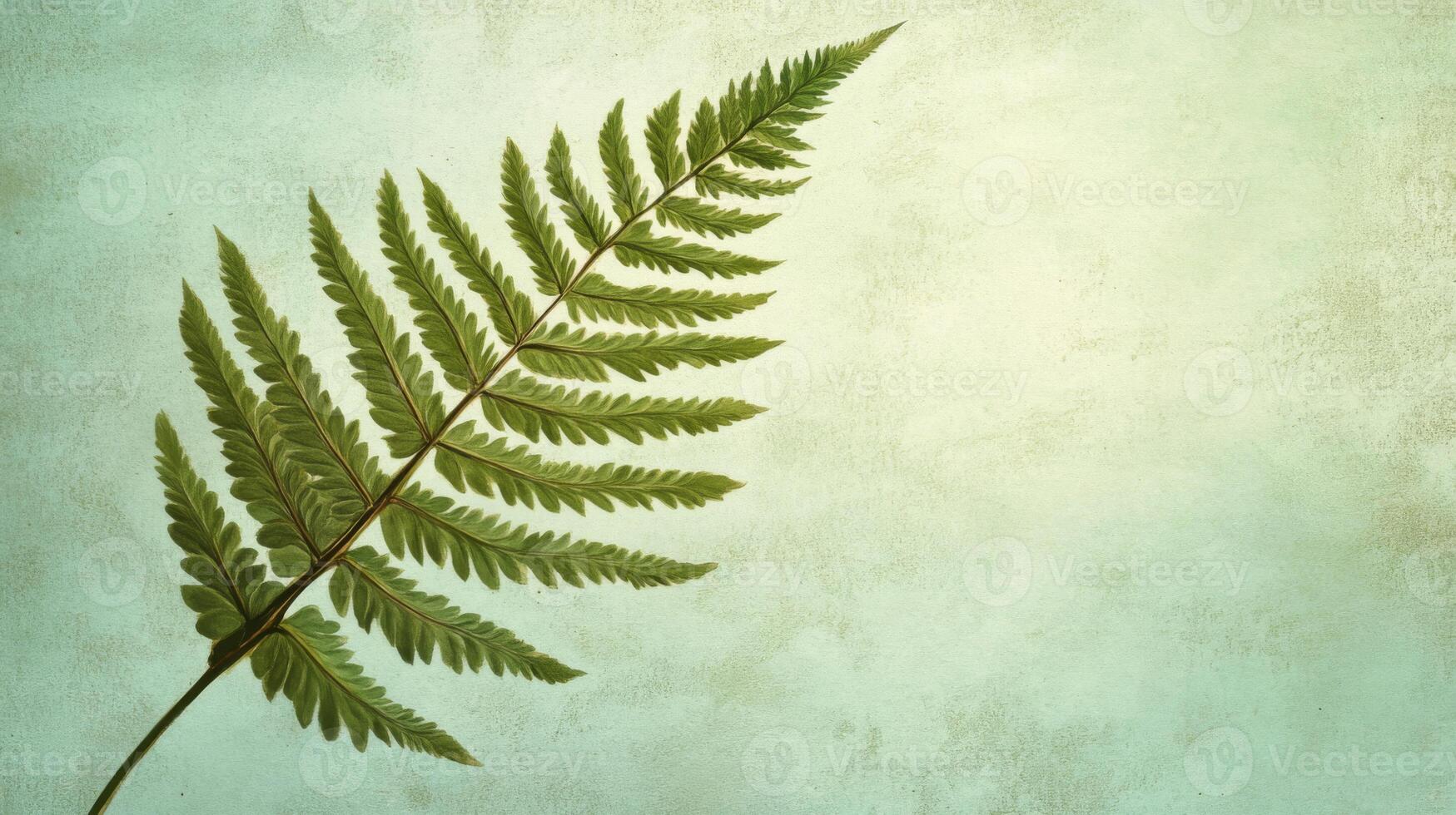 Detailed Green Fern Leaf on Textured Background photo
