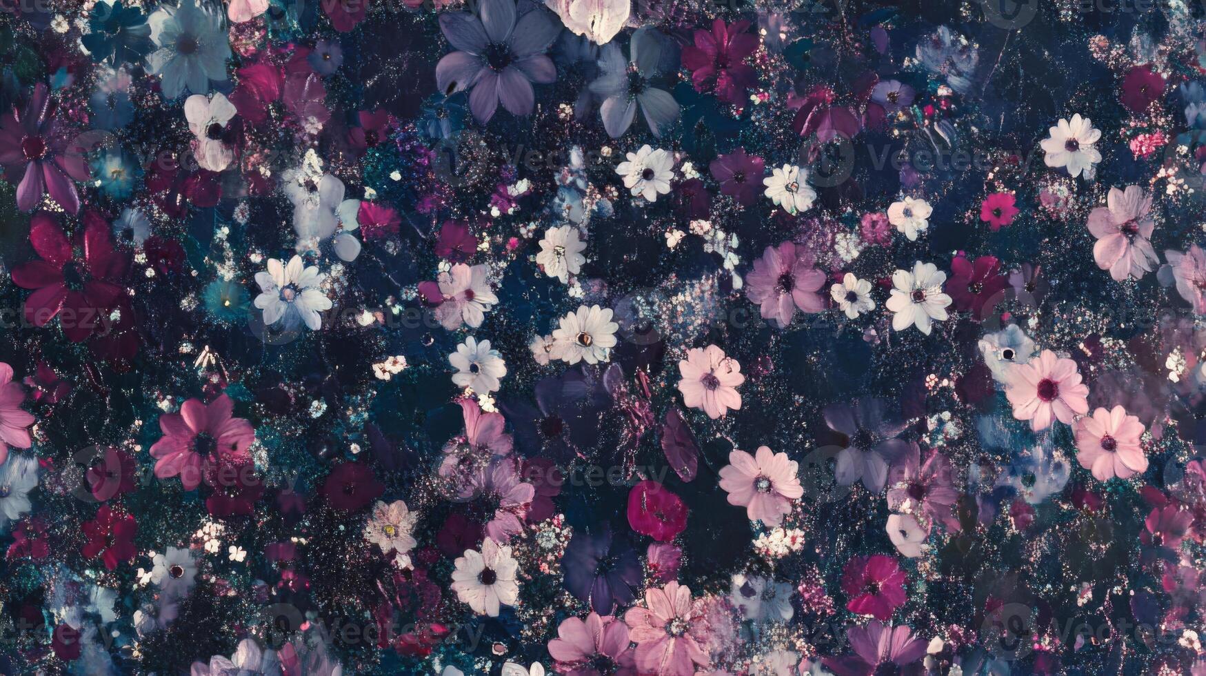 Dark Purple Pink Blue Flowers Floral Bloom Closeup photo