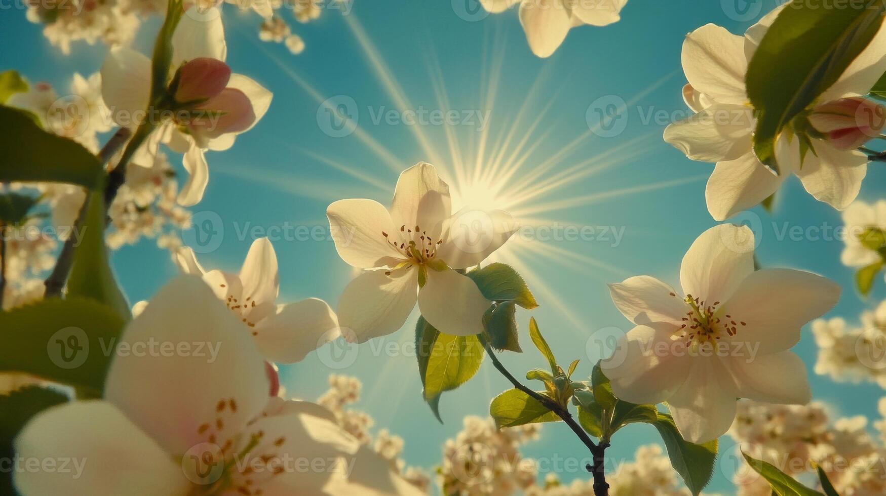 White Blossoms and Bright Sunlight in Spring photo
