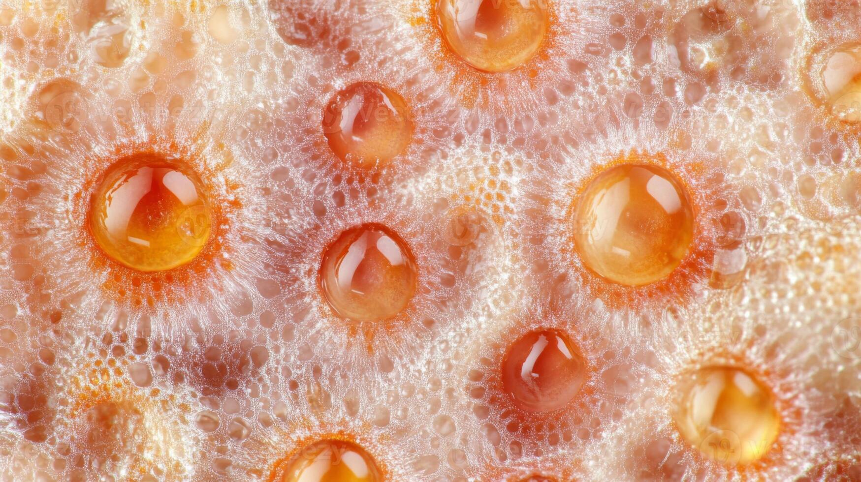 Closeup of Orange Water Droplets on Textured Surface photo