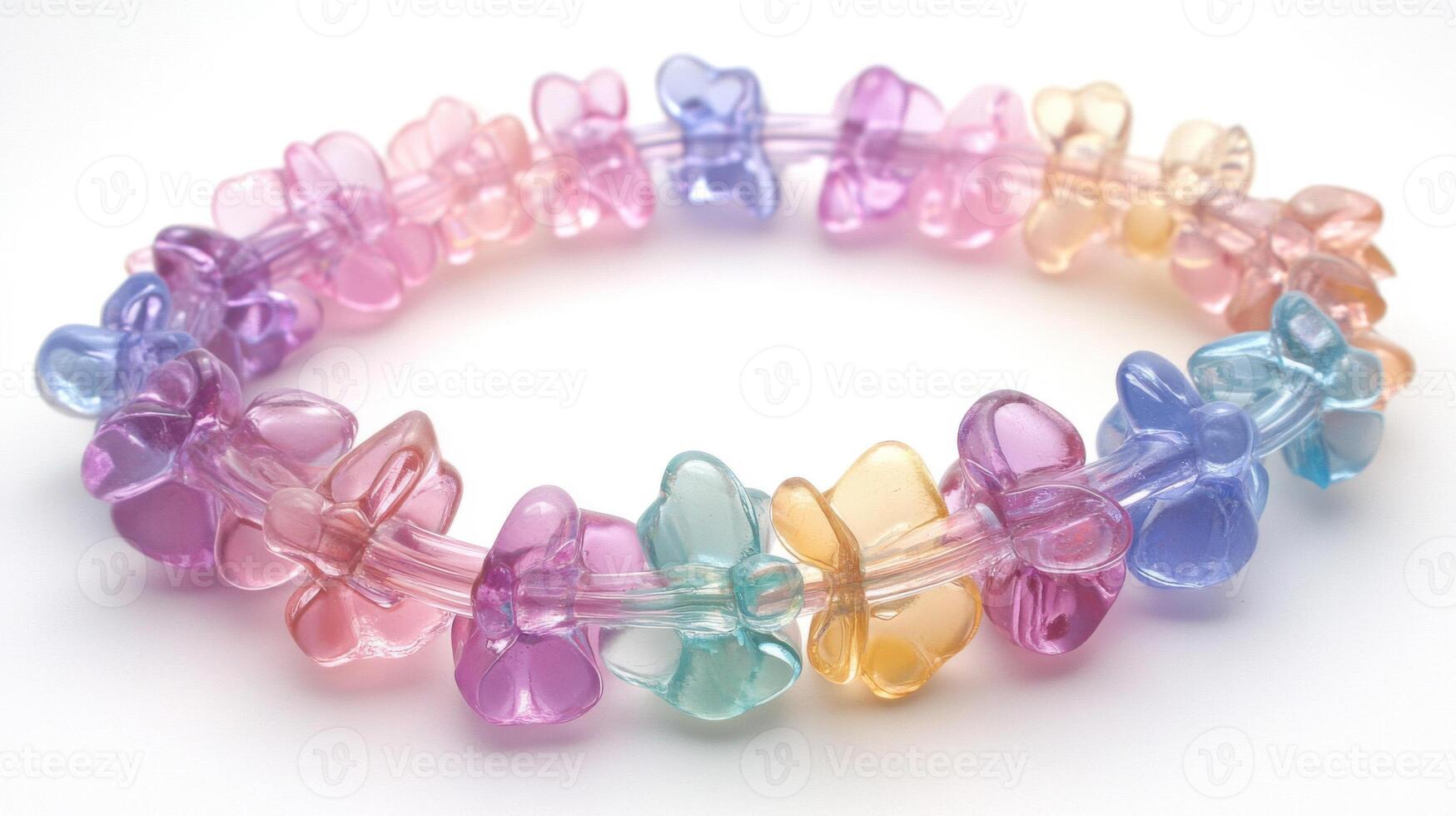 Pastel Rainbow Beaded Flower Bracelet photo