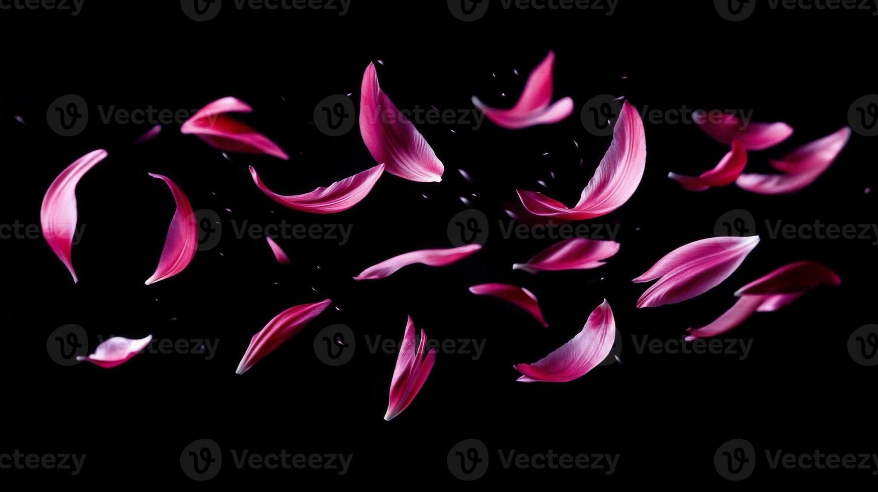Falling Pink Petals on Black Background photo