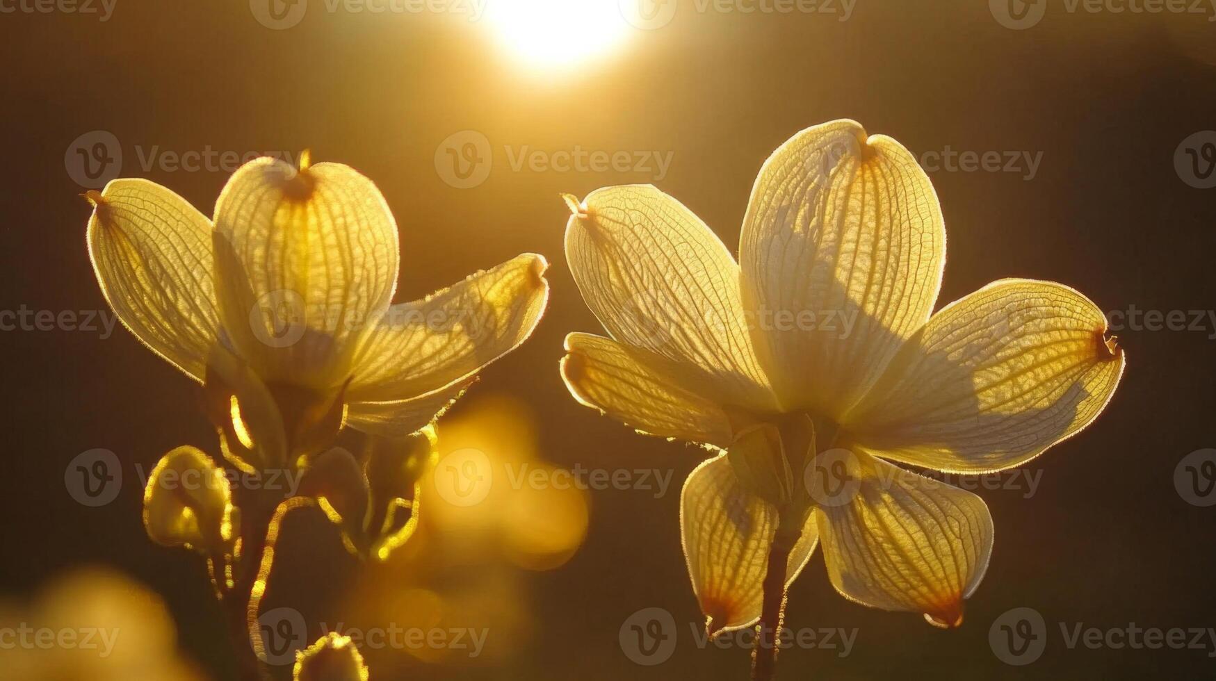 Two Pale Yellow Flowers in Golden Sunlight photo