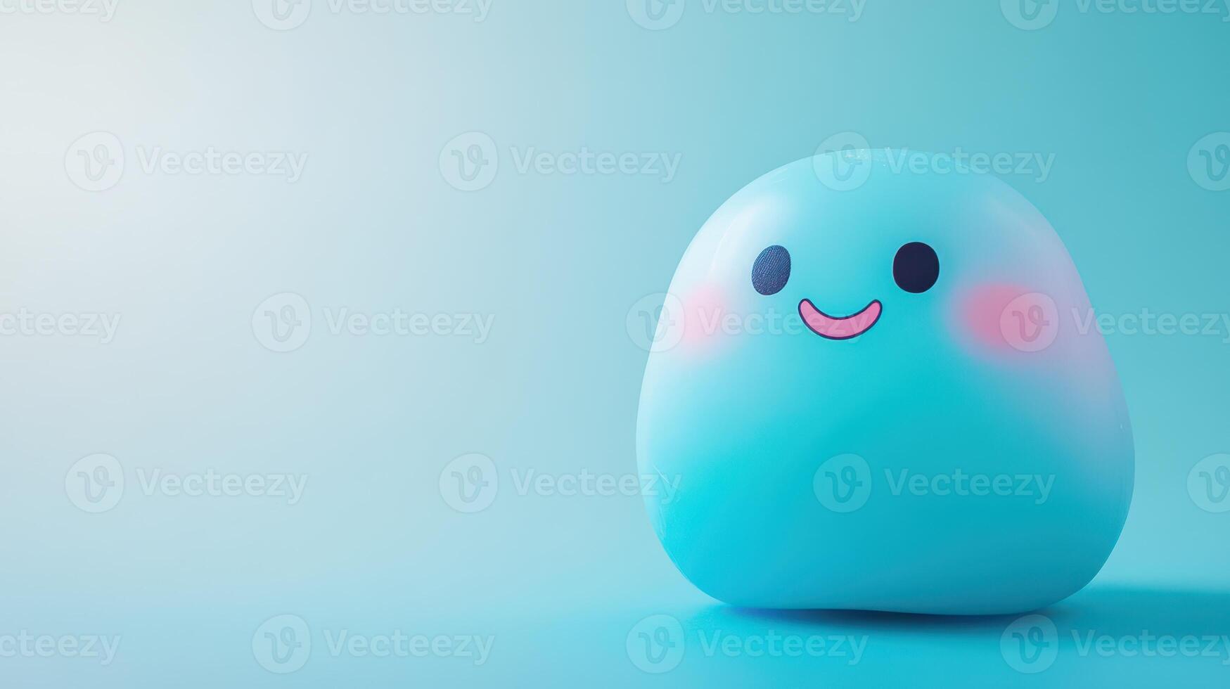 Charming blue character with smiling expression photo