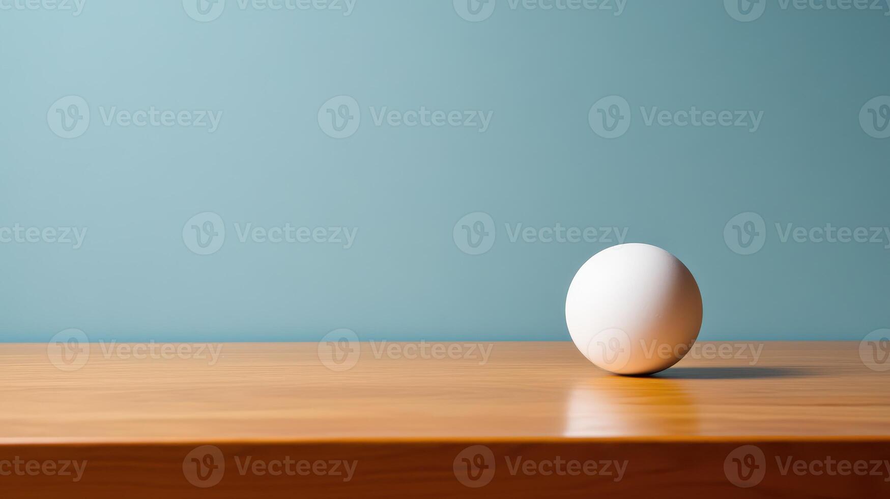White ball on smooth wood table photo