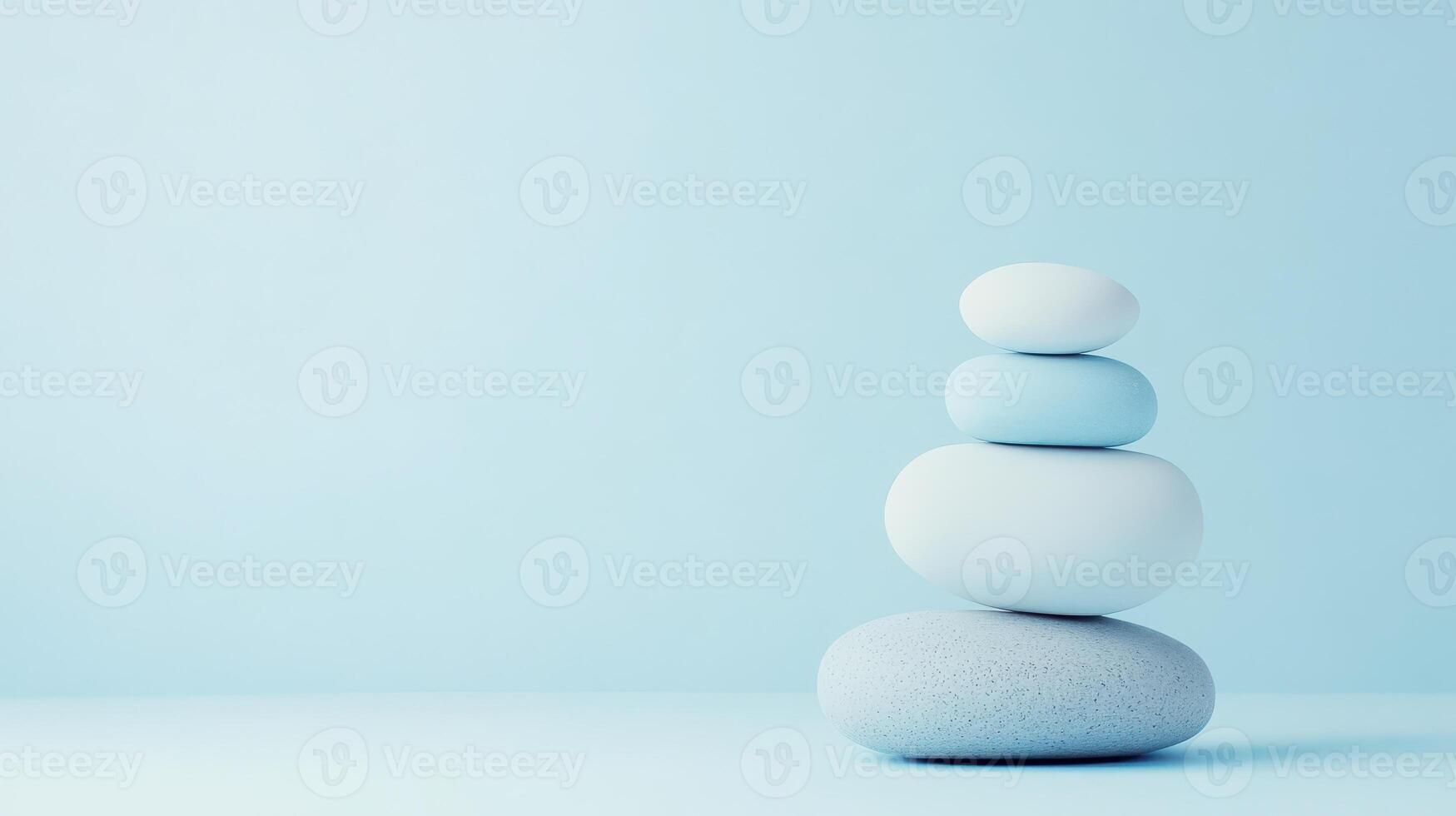 Stones stack for calm on blue backdrop photo