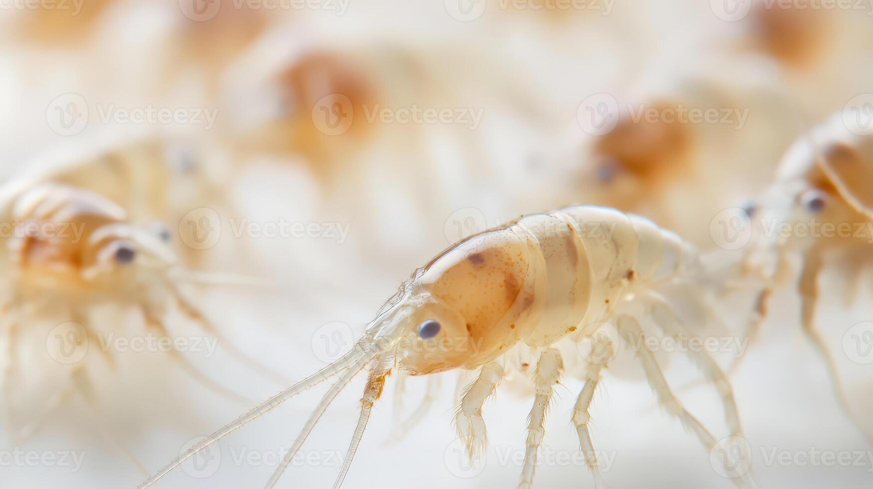 Tiny shrimp swim in clear research water photo