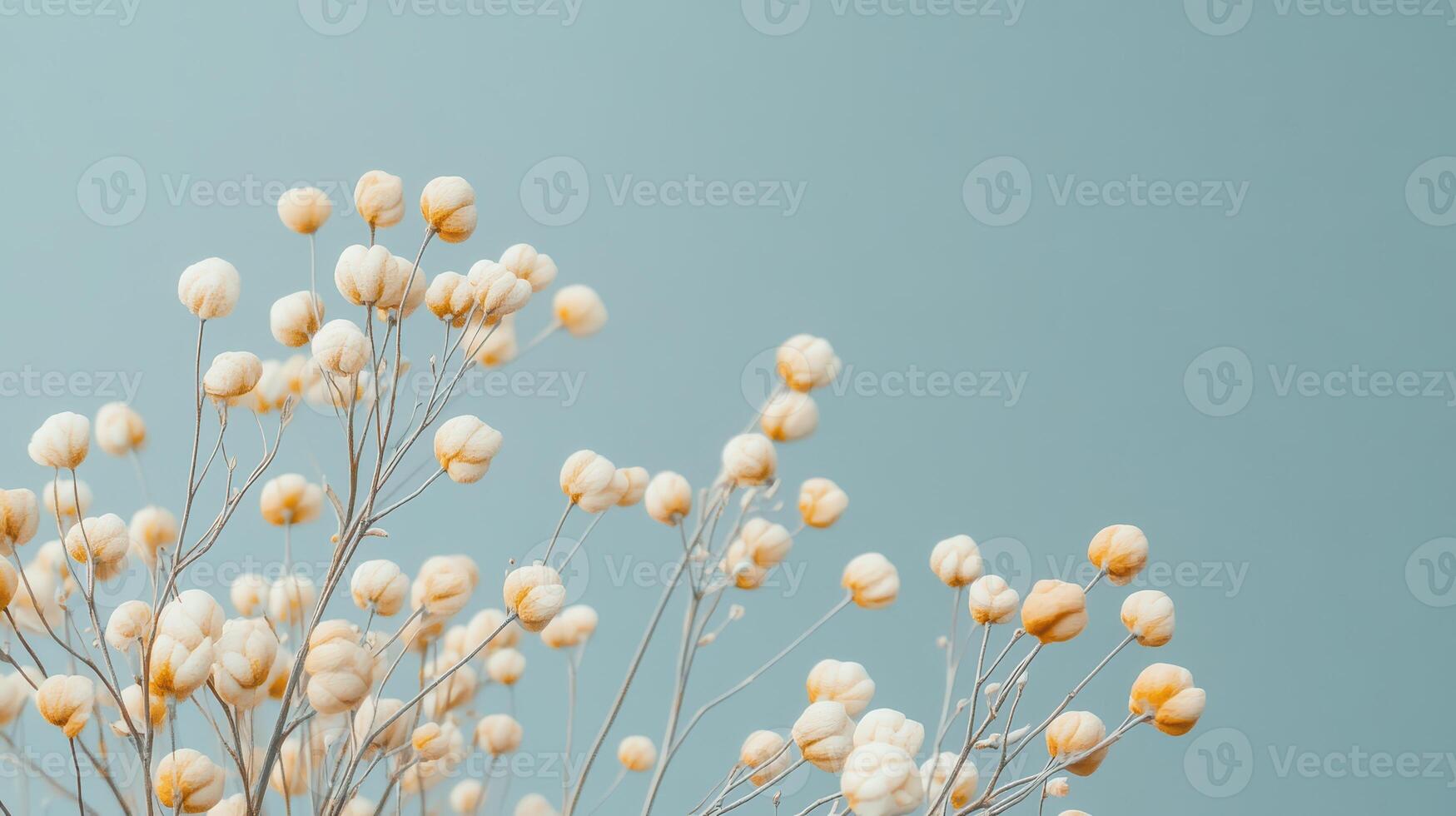 White flowers on a soft blue bg photo